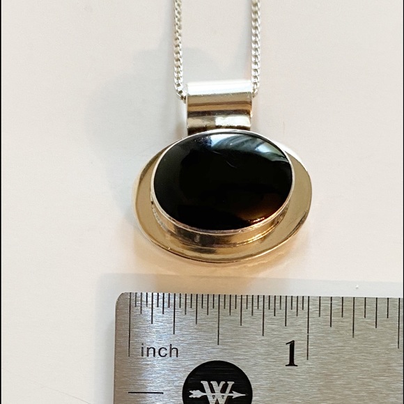 Black Stone 925 Mexico Earrings &  Necklace Set - Picture 3 of 10